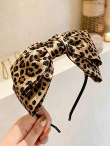 1pc Brown Vintage Leopard Print Hair Hoop, Elegant Versatile Sweet Princess Style Hair Hoop, Lolita Hair Accessory, Perfect Birthday Gift - Brown - View 2