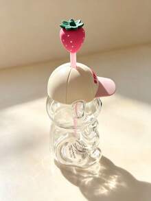 Cross-Border Co-Branded Bestseller Strawberry Bear Shaped Glass Straw Cartoon Transparent Coffee Cup - Multicolor - View 3