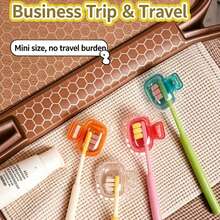 4pcs Portable Toothbrush Head Storage Box - Blue PP Protective Cover Holder, Suitable For Travel, Daily Use And Outdoor Bathroom Accessories, Travel Toothbrush Case | Vibrant Design | Polypropylene Lid - Multicolor - View 6
