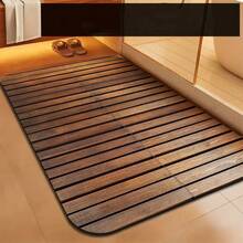 1 Pc Modern Deep Brown Wooden Bathroom Mat – Quick-Drying, Floor Mat. - A - View 9