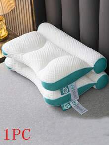 1pc Knitted Neck Support Pillow, Sleep Massage Pillow Core, Home Moisture-Absorbing Breathable Antibacterial Bed Pillow, Suitable For Living Room Bedroom Home Decor - Multicolor - View 1