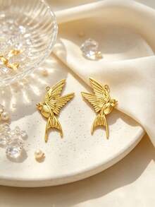 1pc Casual Style Swallow Pendant Vintage Flying Swallow Metal Charm Suitable For DIY Necklace Bracelet Jewelry Making Suitable For Women's Daily Wear - Multicolor - View 5