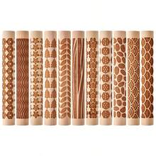Multiple Wooden Clay Texture Rolling Pin Set, Pattern Embossing Rods For Pottery, Ceramic Clay Carving Tools, Multiple Texture Wooden Impression Sticks, Suitable For Handmade DIY Clay Crafting Materials - Brown - View 10
