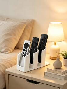 3D Printed 3-Slot Remote Control Storage Rack Can Hold 3 Remote Controls Aesthetic Organization Box For TV Audio Light Remote Controls And Office Supplies Practical Desktop Storage Stand Essential Home Decor Must-Have Gift Christmas Halloween - Multicolor - View 6