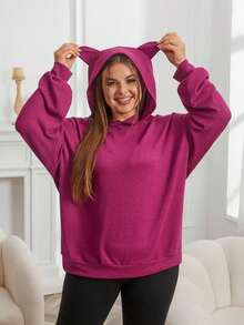 Plus Size Women's Sports Casual Sweatshirt + Yoga Pants 2 Pieces Set Loungewear - Purple - View 4