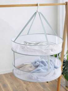 1pc Double-Layer Folding Drying Rack, Practical Laundry Drying Assistant. Suitable For Drying Small Items, Sweaters, Preventing Deformation And Tangling. Folding Design, Convenient To Place On Balcony Or Indoors. Made Of Durable High-Quality Materials, Strong Load-Bearing Capacity. Effectively Solves Drying Problems, Enhances Daily Life Happiness. - Multicolor - View 8