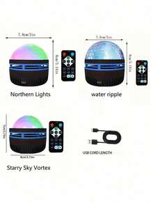 1pc USB Galaxy Swirl Projector Lamp, LED Wave Ripple Projection Light, 7-Color Changing, Bedroom Night Light Projector For Bedroom, Living Room, Home Theater, Ceiling, Party, Dance Hall Atmosphere, USB Powered With Remote Control - Colorful - View 6