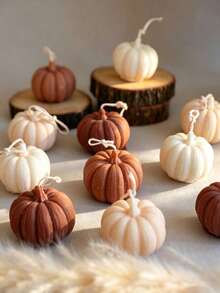 6pcs/1pc Mini Pumpkin Candle Mold, Thanksgiving Pumpkin Candle Mold, Autumn Scented Tea Wax Mold, Suitable For Candle, Aromatherapy, Handmade Soap Making, Home Decor, Holiday Party, Halloween Decoration (Candle Not Included) - Multicolor - View 3