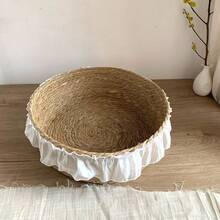 1pc Nordic Ins Style Woven Storage Basket, Desktop Organizer Bin, Home Snack Storage Basket - View 2