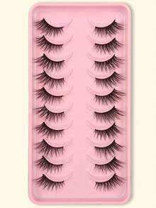 7 Pairs Cross-Curled False Eyelashes Makeup - Black - View 1