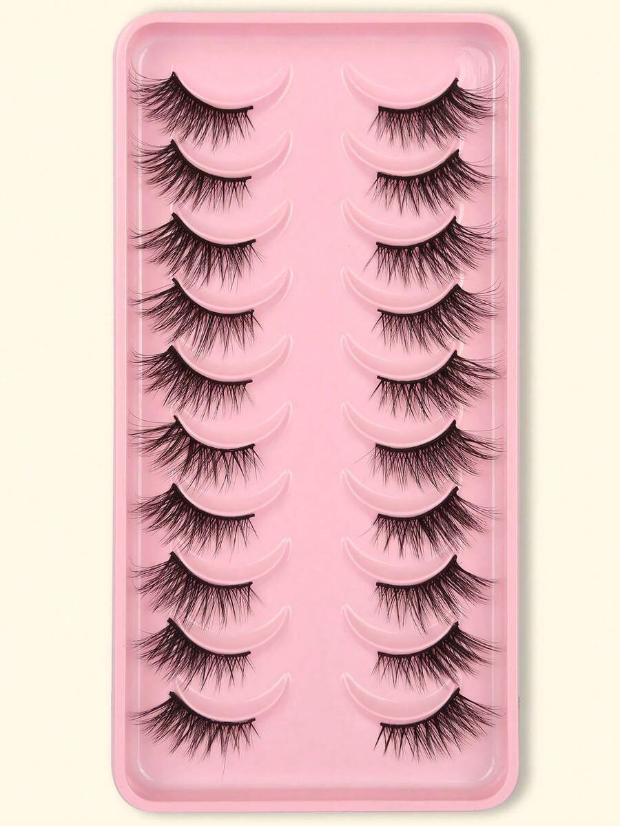 7 Pairs Cross-Curled False Eyelashes Makeup - Black - View 1