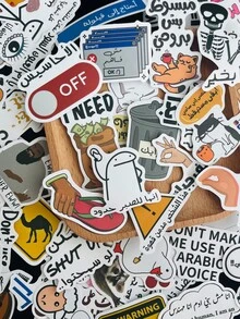 57PCS Funny Arabic Meme Stickers Fashion Personalized Creative Fine Decorative Scrapbook Laptop Luggage Guitar Water Cup Phone Case Popular Decals - Multicolor - View 8