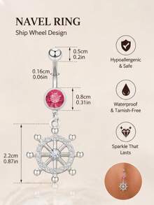 1 buah Perhiasan Tindik Pusar Wanita Niche High-End Anchor & Helm Stainless Steel - MultiWarna - View 5
