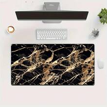 Luckybutterfly 1PC Black Gold Marble Large Mouse Pad Non‑Slip Extended Desk Mat Waterproof Gaming Keyboard Mousepad For Office Home - Black and White - View 7