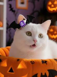 2pcs Random Color Bat Wings Hair Clips Cat Halloween Ghost Bat Castle Snap Clips Pet Costume Headwear - Multicolor - View 7