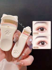 2pcs/1pc Portable Cat Paw Eyelash Curler Set, Rounded Edges Gentle Curling, Manual Styling Without Pinching Eyelashes, Long-Lasting Makeup Tool, Travel Portable, Vanity Essential, Affordable Makeup, Holiday Must-Have, Gift For Women - Multicolor - View 2