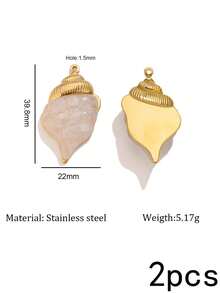 1/2Pcs Coastal Vintage Boho Shell Conch Charms For Jewelry Making, Stainless Steel Imitation Shell Pendants For DIY Necklace Earring Supplies - Acrylic Pendant - View 8