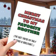 2pcs Fun Christmas Cards For Your Brother, Including A Card And Envelope, Perfect For Christmas, Themed Parties, Holiday Decorations, Your Brother's Birthday, The Perfect Card For Your Brother. - One Size Fits All - View 6