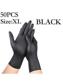 4/50/100pcs Disposable Nitrile Gloves, Powder-Free Durable, Latex-Free, Suitable For Home And Kitchen Cleaning, Kitchen, Bathroom, Toilet, Living Room Housework, Painting Work And Outdoor Travel Multi-Purpose Gloves (Bagged) - Black - View 20