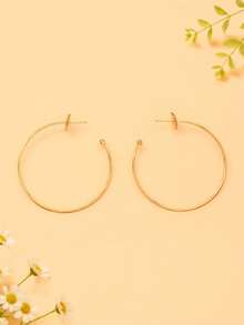 FAAABULS 1 Pair Women's Gold Large Hoop Earrings, Sparkling Rhinestone Geometric Studs With Oversized Thin Round Hoop Design, Elegant Minimalist Eye-Catching Earrings, Suitable For Wedding, Graduation Ball, Party, Date, Vacation And Daily Wear - Gold - View 5