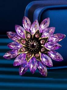 1pc Elegant Women's Brooch, Inlaid With Purple Rhinestones, Suitable For Daily Wear, Party, Banquet And Gift Occasions - Purple - View 4