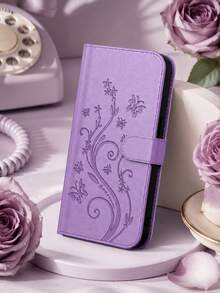 1pc Elegant Purple Multi-Function Wallet Style Apple Phone Case, Apple 17 Pro Max Phone Case With Smart Phone Stand, Card Holder Style Apple 16 Phone Case, Shockproof Anti-Drop Apple 17 Phone Case, Novel Case Reading Apple 13 Phone Case Cover With 3D Embossed Butterfly, Full Coverage Protective Case Compatible With Android Phone Case, Well-Made Phone Case With Credit Card Slot; Galaxy S26 Ultra Phone Case With Smart Phone Stand, Suitable For Daily Use As Birthday Gift, Practical Phone Accessory For Honor Phone Case. - Purple - View 5