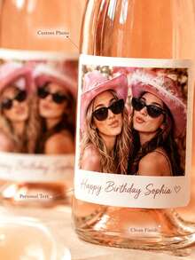 1-12pcs Customized Wine Bottle Labels, Personalized DIY Wine Bottle Stickers, Can Design Birthday Person's Name And Birth Date, Stick On Wine Or Champagne Bottles, Create Eye-Catching Visual Focus, Instantly Enhance Party Photo Atmosphere - Multicolor - View 7