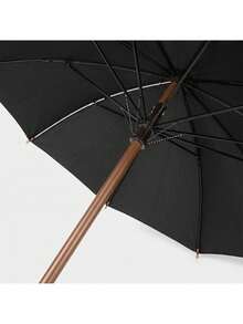 Black Stick Umbrella 104 Cm With Curved Handle, Semi Automatic Opening And 16 Rib Canopy Construction, Wind Resistant And Waterproof Design, Classic 88 Cm Long Rain Umbrella For Work, City Walks, Commuting And Everyday Use - A - View 3