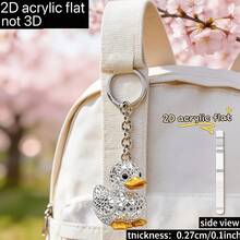 2D Flat 10pcs Cute Diamond Duck Keychain, Multi-Functional Acrylic Key Ring, Suitable For Car Key Chain And Backpack Decoration, Women's Keychain, Gift For Friends, Family, Classmates - View 2