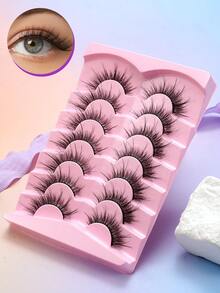 7 Pairs Full Set False Eyelashes, Messy Spiky Look, Flexible Soft Stem, Quick Application, Atmospheric Big Eye Effect - View 1