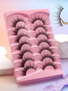 7 Pairs Full Set False Eyelashes, Messy Spiky Look, Flexible Soft Stem, Quick Application, Atmospheric Big Eye Effect - View 3