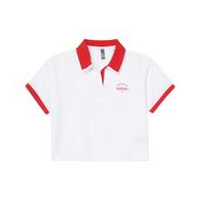 Adidas Áo thun nữ dệt kim cổ polo tay ngắn dáng ngắn thời trang thường ngày mùa xuân/hè JC8685 - Trắng/Đỏ nhạt - Xem 1