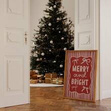1pc Frameless Festive Red Pink Christmas Print Wall Art Dorm Gift - Multi-color - View 5