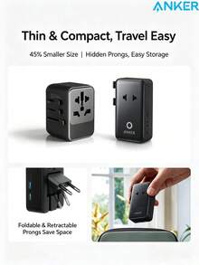 anker A9215, 5-In-1 Universal Travel Adapter, 20W PD Fast Charging, Slim And Portable, Multi-Functional Power Adapter For International Travel - Multicolor - View 4