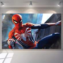 WPETLE Spider‑Man Game‑Style Dynamic Pose Birthday Party Backdrop, Game Suit Character Close‑Up Photo Booth Background Banner For Kids Birthday Decor - Multicolor - View 1