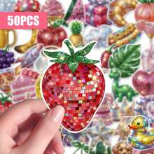 somoving Y2K Sparkly Disco Mirror Ball Stickers, Shiny Glitter Fruit Snack Cute Pet Party Decals For Bullet Journal, Gift Wrap & Scrapbook Embellishment - Multicolor - View 2