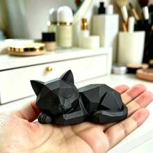 New 3D Printed Sleeping Cat Figurine Cute Statue Modern Design Bookshelf Desktop Geometric Cat Decor - Multicolor - View 3