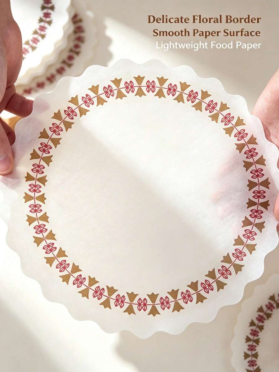 100PCSDecorative Lace Paper Doilies, Grease‑Resistant Disposable Paper Sheets, Oil Absorbing Lace Placemats For Fried Food, Baking, Restaurant, Party, Home Kitchen Food Serving Decor