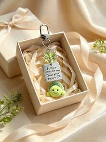 Green Four-Leaf Clover Turtle Flocking Keychain,Cute Turtle Keychain,Lucky Sea Turtle Ornament,Vacation Style,Bag Pendant Gift For Women,Girls,Friends - Multicolor - View 8