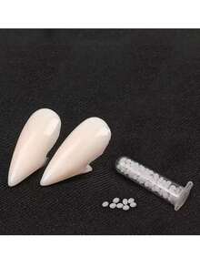 1 Pair Cosplay Vampire Fangs Teeth Decoration Resin Halloween Fangs ,Reusable False Teeth Masquerade Prank - White - View 4
