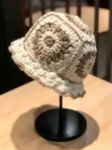 1pc Vintage Hollow Crochet Bucket Hat For Women, Bohemian Knitted Floral Bucket Hat, Breathable Sun Hat For Travel, Beach And Vacation - Multicolor - View 8