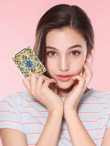 1PC Ins Patchwork Series Portable Folding Makeup Mirror, Lightweight Ultra-Thin Convenient Durable PU Leather, Suitable For Various Occasions Travel Party Work School, Suitable For All Ages - Multicolor - View 3
