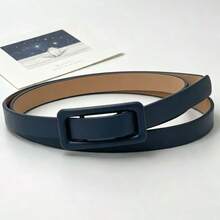 Women Minimalist Solid PU Skinny Waist Belt, Square Punch‑Free Buckle Decor Accessory For Campus Summer Fall Autumn Halloween Daily Outfit Matching - Small Bag Buckle Thin Belt - View 42