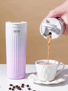 1pc/Set Portable Fashion Stainless Steel 304 Coffee Mug Color-Changing Design Travel Cup Gift - Multicolor - View 4