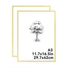 Mosearon 1件/2件/3件/4件 30x40cm 金色平面鋁合金相框，A3裝飾相框，A4現代家居裝飾藝術相框，極簡金色鋁合金裝飾相框，輕量防霉堅固相框（不含卡紙） - 金色 - 查看 21