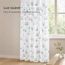 1 Semi-Transparent Curtain With Creative Print, Eyelet Hanging, Light-Filtering, For Living Room And Bedroom, 140*280 Cm - Toy Car - View 2