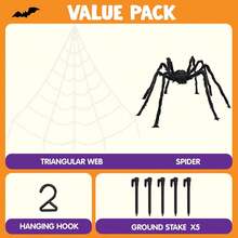 Halloween Decorations: Black Giant Spider, White Triangular Spider Web. Spider Webs Are Suitable For Outdoor And Indoor Decoration Of The Halloween Theme - Multicolor - View 10
