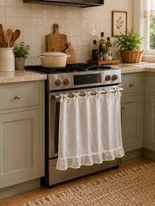 Country Style Oven Door Curtain, Bohemian Kitchen Stove Handle Cover With Lace Bow And Ruffle Edge, Multiple Colors Available, Farmhouse Kitchen Home Decor, Suitable For Home Kitchen Cabinet Decoration, Rustic Appliance Dust Cover - Multicolor - View 3