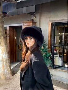 Elegant Women's Faux Fur Winter Hat - Comfortable Warm Thickened Mongolian Hat With Ear Flaps, Fashionable Minimalist Design, Beige/Brown/White/Black Optional, Elastic Fit, Polyester Material, Ideal For Winter Daily Wear, Christmas Decoration, New Year Gift, Christmas Gift, New Year Gift. Recommended Hand Wash Or Dry Clean. Winter Gear - Multicolor - View 6