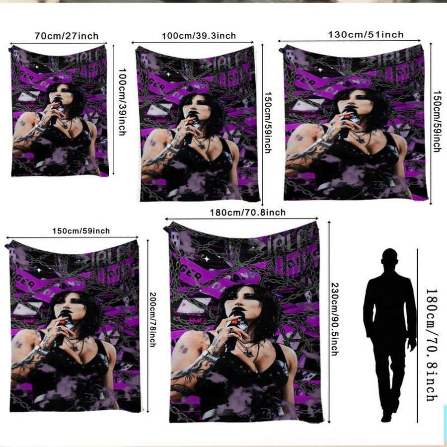 1pc Avant-Garde Gothic Style Microphone Tattoo Print Small Throw ...